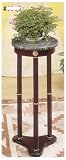 Green Marble Top Plant Stand w/ cherry Finish Base