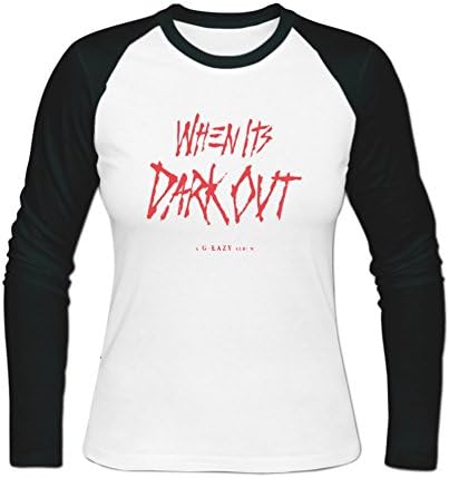 Women's Design G Eazy When Its Dark Out Image Baseball T Shirt By ZIYOUS M White