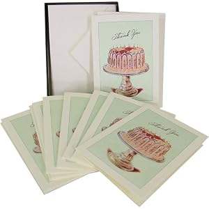 Cake Pastry Glitter Cavallini Boxed Cards and Envelopes, Set of 10 with Vintage Look