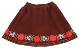 Room Seven Embroidered Cord Chocolate Skirt