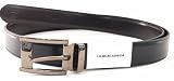 Giorgio Armani Adjustable/Reversible Men's Black Leather Belt