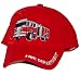 RED FIRE DEPARTMENT HAT WITH FIRE TRUCK & WHITE EMBROIDERED LETTERING ON BILL