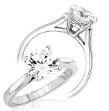 Round Diamond Solitaire Engagement Ring 14k White Gold ( 1.29 Ct I -I1 )