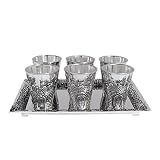 Jerusalem Shot Glass Set with Tray - Silverplated