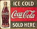 CLASSIC COCA COLA - COKE VINTAGE SOLD HERE - OFFICIALLY LICENSED STEEL METAL ADVERTISING WALL PLAQUE SIGN - 32CM X 41CM PEPSI