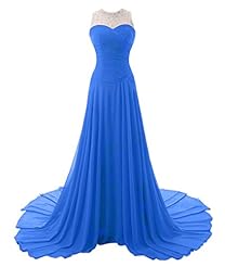 Sheer Pleated Chiffon Sleeveless Evening Dress/Prom Dress  with a Brush/Sweep Train 