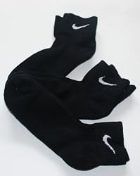 Nike Women's Performance Quarter Crew Socks 3 Pair - Shoe Size: 6-10 Black - Made in USA
