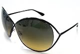 Tom Ford Lilliana Unisex Sunglasses with Shiny Black Frame, Greenish Brown Gradient Lenses FT131-01P