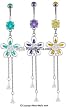 DANGLING TEAR DROP FLOWER BELLY RING BNAFL132YLW- YELLOW