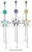 DANGLING TEAR DROP FLOWER BELLY RING BNAFL132BZ- BLUE ZIRCON