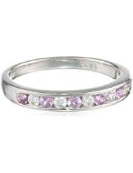 White-Gold Diamond and Pink Sapphire Ring (0.2cttw, G-H Color, I1-I2 Clarity)