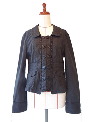 ジャケット 黒 コットン フリル Mサイズ ~ Lサイズ レディース WHITE HOUSE BLACK MARKET ( ホワイトハウスブラックマーケット ) １点物 株式会社キングアンドクイーン