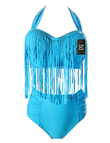 Surenow Plus Size Women Top High Waist Bikini Swimwear