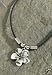 Hawaiian Choker Pewter Black Cord Plumeria Flower