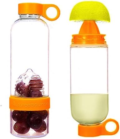 Solefun Fruit Infuser Infused Water Bottle Juicer Leak Proof Fruit Tea Infuser Bottle Made of Tritan Copolyester -27oz(Orange)
