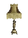 IMAGE OF Dale Tiffany PT60087 Brown/3 Lady Table Lamp, Copper Brass and Fabric Shade