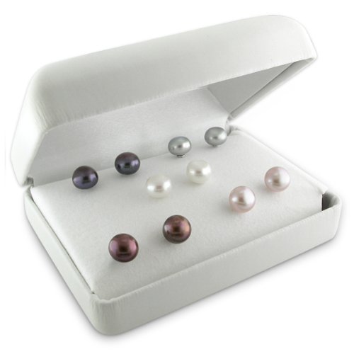 Silver 6-7mm Cultured Freshwater Button Pearl Earrings