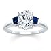 2.01 CT OVAL DIAMOND W PRINCESS BLUE SAPPHIRE RING 18K
