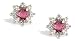14K Yellow Gold Genuine Round Pink Tourmaline and Diamond Star Earrings