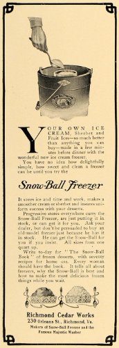 1907 Ad Snowball Freezer Ice Cream Sherbet Maker - Original Print Ad 1907 Ad Snowball Freezer Ice Cream Sherbet Maker - Original Print Ad