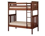 Canwood Base Camp Twin over Twin Bunk Bed with Vertical Ladder/Guard Rail, Cherry