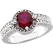 14K White Gold Rhodolite Garnet and Diamond Ring