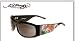 ED HARDY EHS 007 ALIVE AWARE BLACK PLASTIC GREY LENS SWAROSKI CRYSTAL SUNGLASSES