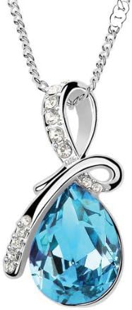 Cz Jewels Eternal Love Teardrop Swarovski Elements Crystal Pendant 18k Gold Plated Ocean Blue