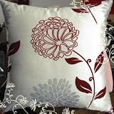 Decorative White Red Floral Throw Pillow Cover
