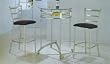 3 PIECE CHROME BAR TABLE SET - Table with Glass Top and 2 Chairs
