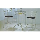 3 PIECE CHROME BAR TABLE SET - Table with Glass Top and 2 Chairs by The Furniture Source
