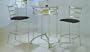 3 PIECE CHROME BAR TABLE SET - Table with Glass Top and 2 Chairs