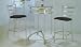 3 PIECE CHROME BAR TABLE SET - Table with Glass Top and 2 Chairs