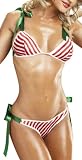 Escante Women's Candy Cane Bra Set