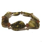 Serpentine Bracelet 07 Stretch Green Black Flat Gemstone Bead Crystal