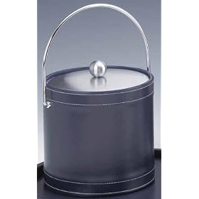 Kraftware 51168 Stitched Navy 3 Quart Ice Bucket with Bale Handle, Bands and Metal Cover by Kraftware