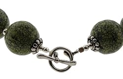 16 inch Russian Jade 16mm Necklace Sterling Silver