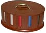 300 poker chips in walnut ellipse carousel w/lid, swivels
