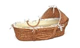 Honey Hooded Baby Moses Basket with Beige Gingham