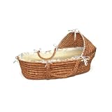 Honey Hooded Baby Moses Basket with Beige Gingham by Badger Basket
