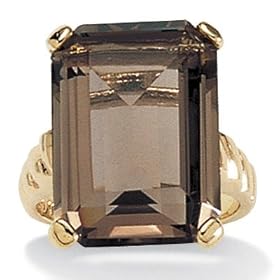 Smoky Quartz 14k Gold-Plated Ring by Palm Beach Jewelry