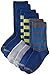 Gold Toe Boys' Big Stripe Crew Sock Three-Pack, Rugby/Navy/Chart/Jersey Navy/Rugby Char Heather/Slate, Medium