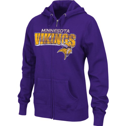 NFL Women's Minnesota Vikings Football Classic III Long Sleeve Fullzip Fleece Hoodie (Regal Purple, Medium)