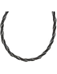 Silver Ruthenium And Rhodium Plated 7.50" 6.85mm Diamond Cut Bead Link Twisted With Wheat And Mesh Like Bracelet With Pear Shape Clasp