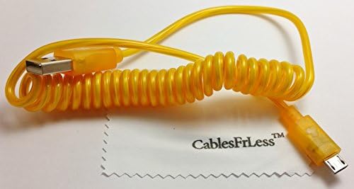 CablesFrLess 3ft Light Up Color Changing Coiled Cable fits most Android Devices (Yellow)
