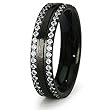 5mm Stainless Steel Black Plated Ring With CZ Accents (Sizes 6-8)