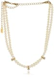 1928 Bridal Porcelain Rose Dual Strand Simulated Pearl Choker