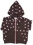 Elegant Baby Chocolate w/ pink dots hooded jacket, large 6-12 months