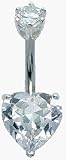 Beautiful swarovski 10mm hearts belly bar crystal and 6mm top gem ball. Simply beautiful | Belly Rings | Body Jewellery | Navel Jewellery | Silver Belly Bar | Available in bar length sizes 8mm, 10mm & 12mm