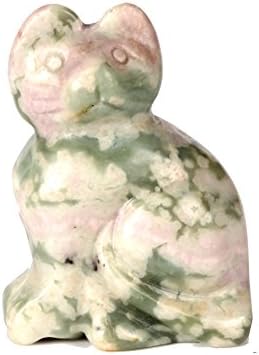 Lucky Jade 2.0inch Cat Statue Feng Shui Crafts Natural Stone Carved Figurine Chakra Carving Stones Healing Reiki Free Pouch